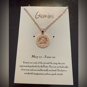 Gemini Pendant on 19” Chain in Rose Gold
